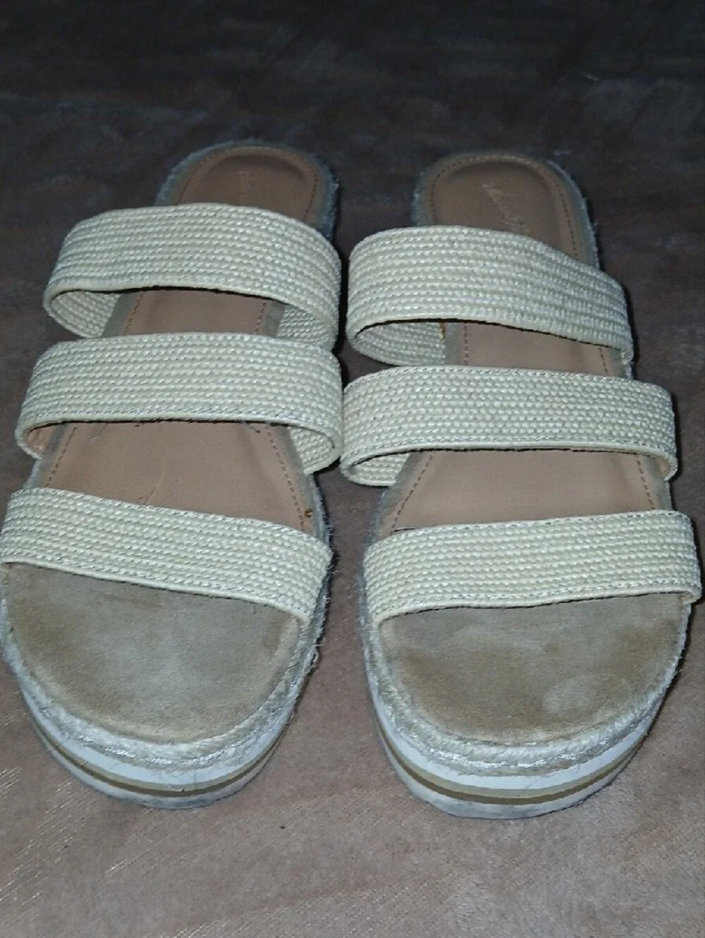 Womens Universal Thread Beige Woven Slide Platform Sandals Sz: 8.5